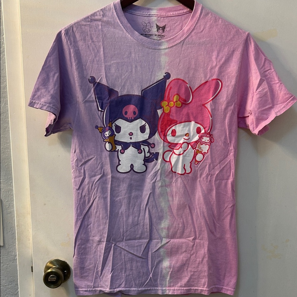 Sanrio 2023 Kuromi x My Melody Pink & Purple Tie Dye Graphic Tee, Sz S